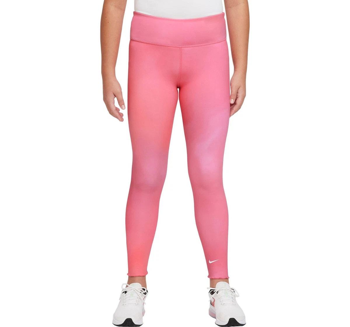 NWT Nike One Girls Dri-FIT Printed Training Tights Pink Size L