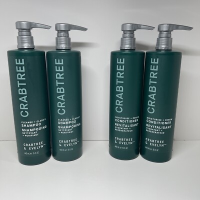 Crabtree & Evelyn | 4 PACK |  2 Shampoo, 2 Conditioner (all 15 FL OZ)