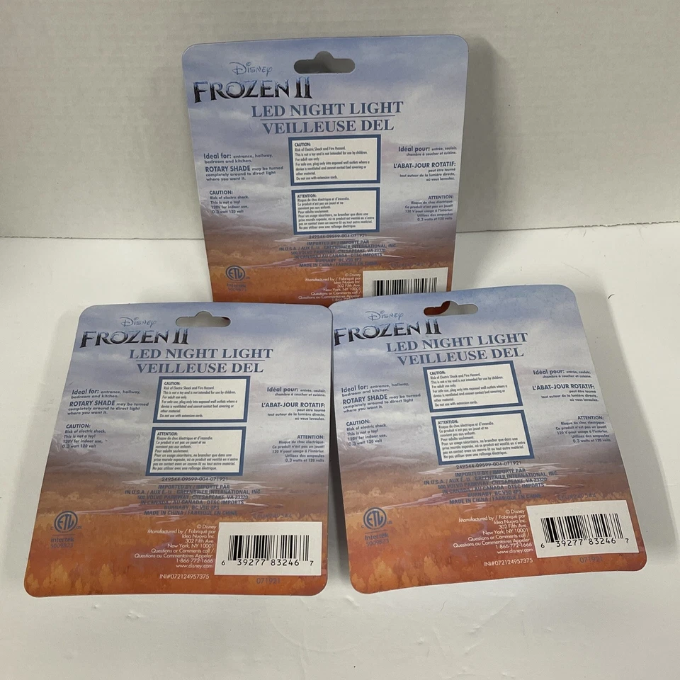 Set of 3 Frozen II Disney LED Night Light Plug-In Bedroom Bathroom Rotary Shade - Image 2 of 2