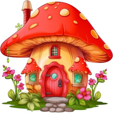 30 Custom Nice Mushroom House Personalized Address Labels