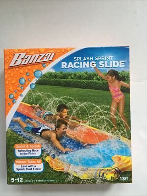 Banzai 16-ft L Splash Sprint Racing Water Slide 5-12 Summer Outdoor Game Lawn
