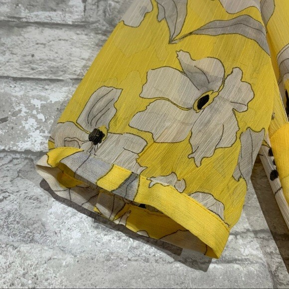 banana republic printed mesh maxi dress 817760002 yellow roses Viscose-Linen Gathered Maxi Dress