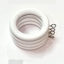 Image of 45mm Wooden Curtain Hanging Ring Hooks with Eyes White Wood Drapery Curtain Ring