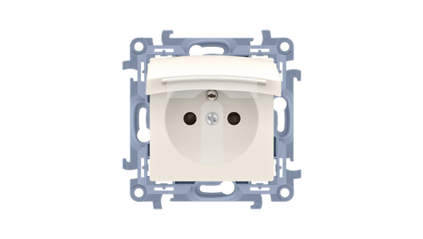 Simon 10 Single socket IP44 with seal, cover in cream color, quick connec /T2UK