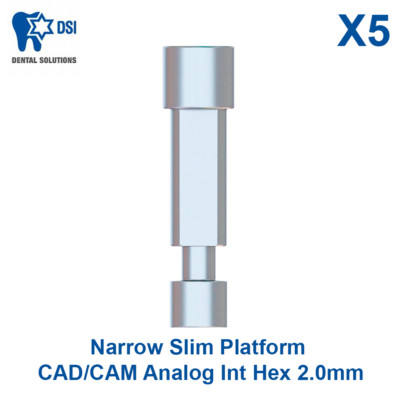 Lot De 5 Fixations Dentaires En Titane Grade 5 - Attache Droite à Plateforme Mince, Hex Interne 2,0 Mm, Pour Prothèses Et Labos !