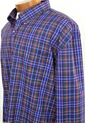 Saddlebred LT Button Front Big & Tall Long Sleeve Purple Multi Plaid NWT Men New
