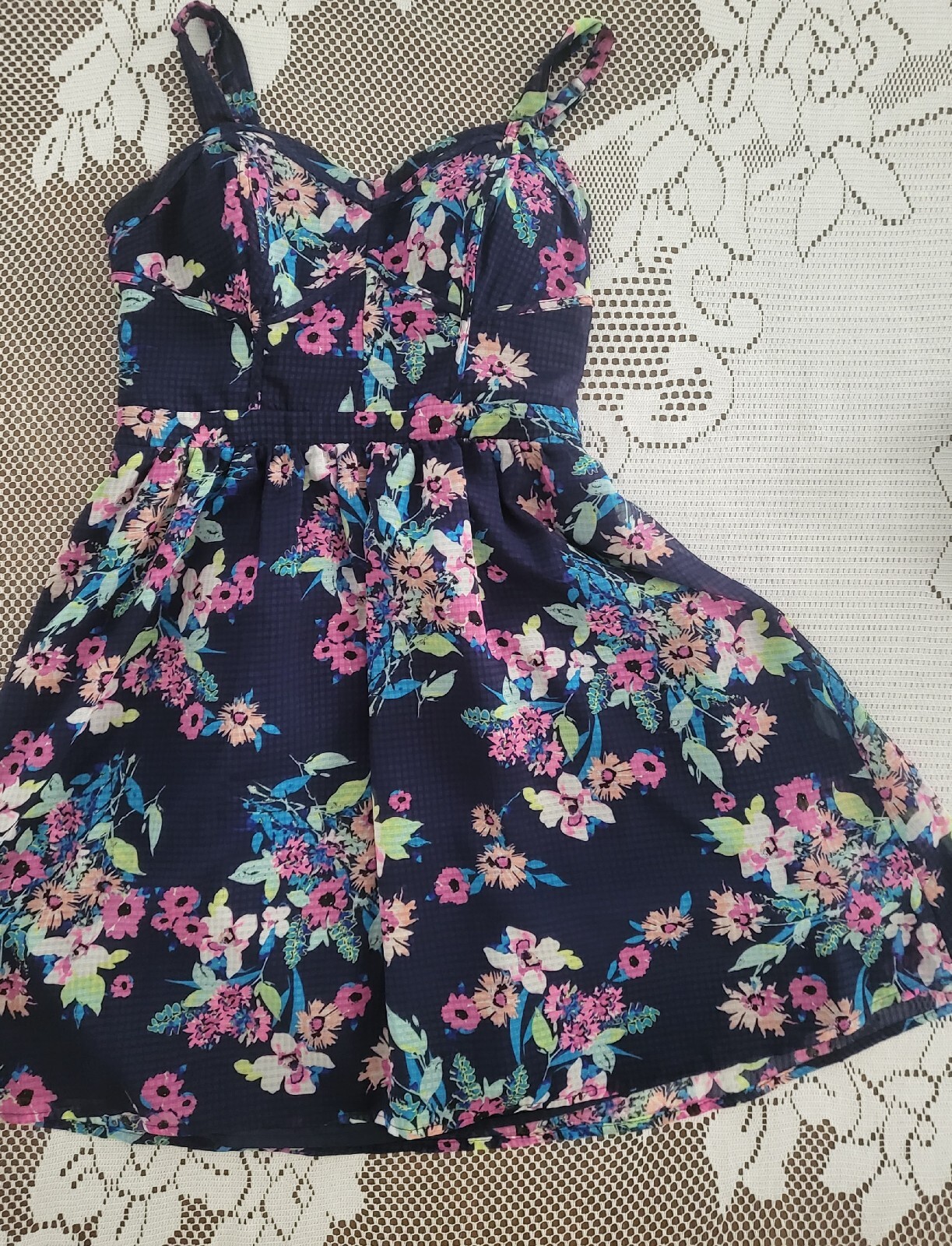 Floral Sundress with Adjustable Straps & Stretchy Back Fit & Flare Size S-image