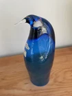Blenko Sapphire Blue Art Glass Penguin 9.5” Tall