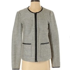 Dana Buchman Gray zip up blazer jacket