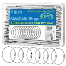 50 Pack Stainless Steel Wire Keychain 6 Inch Wire Keychain 2mm Wire Keychain ...