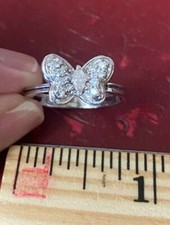 14kt Solid White Gold Diamond Butterfly Ring