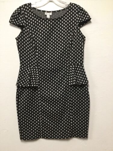 Womens Dress Junior Size Large Black White Polka Dots Layered Sweet Storm 86 - Afbeelding 1 van 6