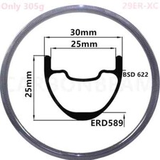 Llantas de carbono superligeras sin cámara 29er 30*25 mm para bicicleta de montaña XC 24-36 orificios