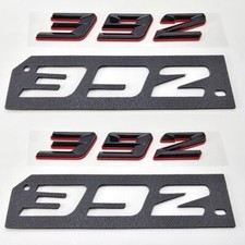 2x 392 Gloss Black With Red Base Side Fender Emblem Badge 3d - Fits 392 Hemi