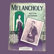Melancholy Sheet Music 1929 Art Deco Flapper Cover Jack Osterman Handman Ryan
