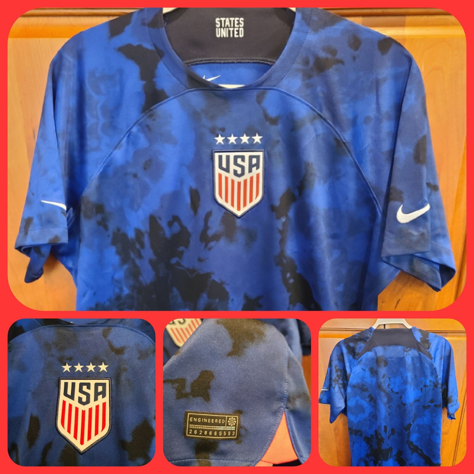 Official Men's USA USMNT Away Vapor Match Authentic Jersey 2022 Slim Fit XL Nike