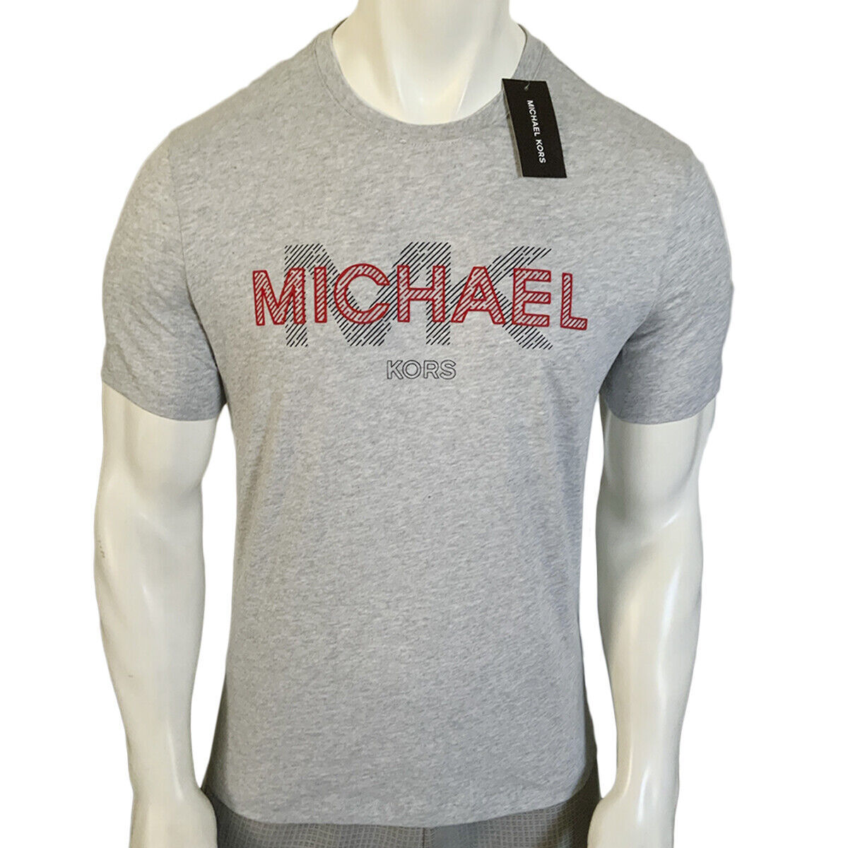 MSRP $58 99 NUOVA CON ETICHETTE MICHAEL KORS T SHIRT UOMO GRIGIA GIROCOLLO MANICA CORTA TAGLIA S M