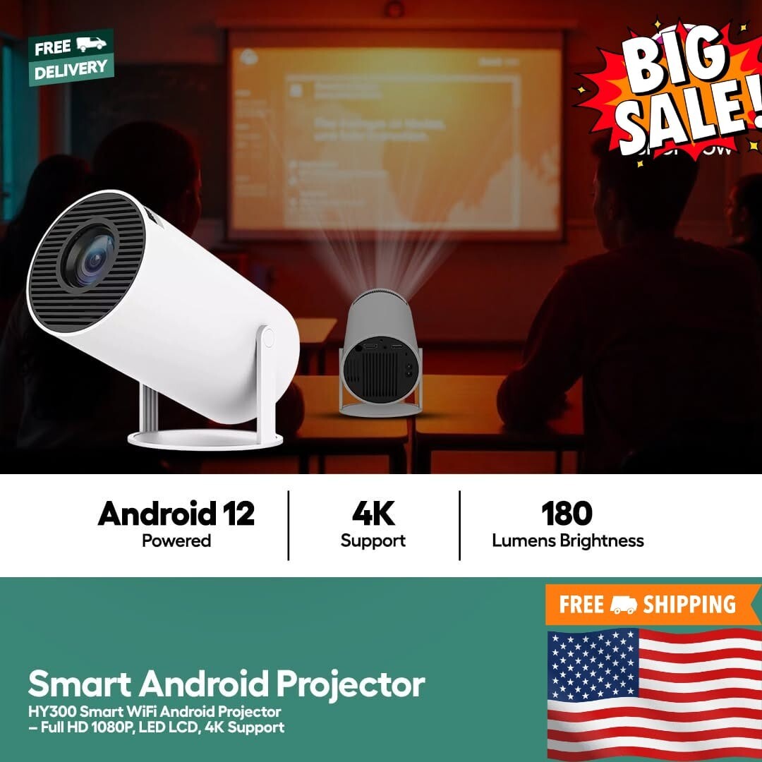 4K Mini Projector 1080P HD, WiFi6, Bluetooth 5.0, Portable Home Cinema Theater-image