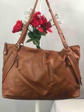 BRUNO ROSSI Cameral Brown Pebbled Leather Expandable Shoulder Bag