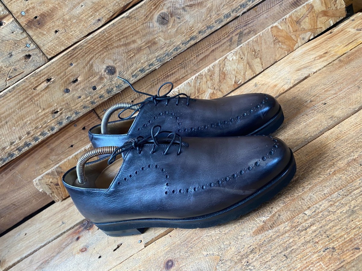 Berluti alessandro patina mens leather lace-up derby shoes sz 40