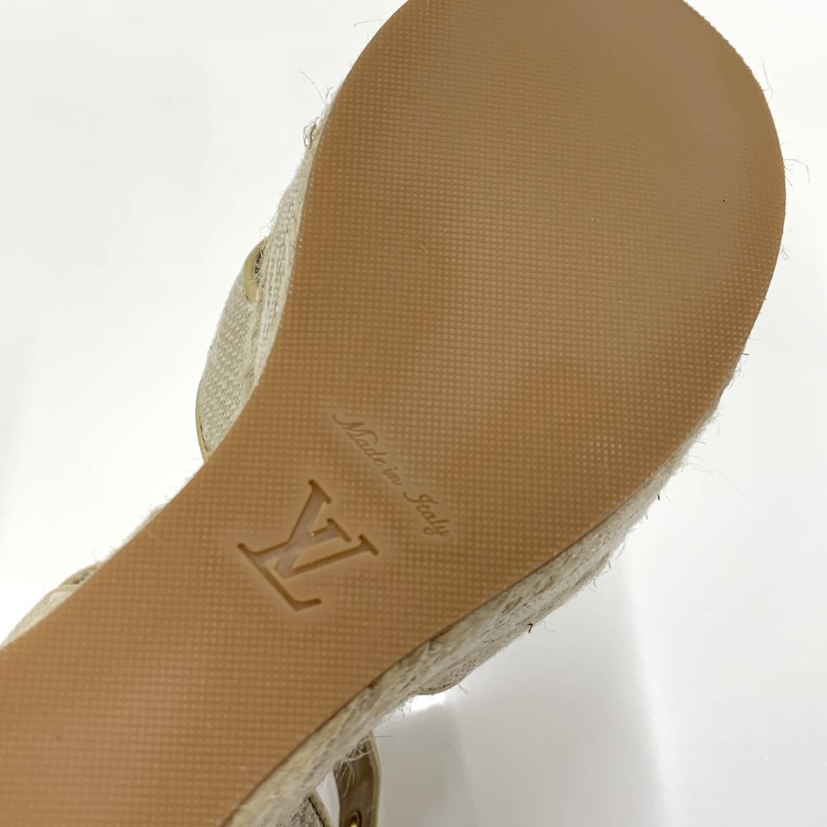 Louis Vuitton Starboard Line Fabric Monogram Wedge Sandals Louis Vuitton Starboard Line Fabric Monogram Wedge Sandals