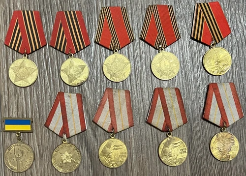 Lot 10 Vintage USSR Russia Military Medal Post WWII Socialist Soviet Era