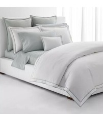 135 NEW Lauren Ralph Lauren Spencer Border Sateen White Sage KING Pillow Sham