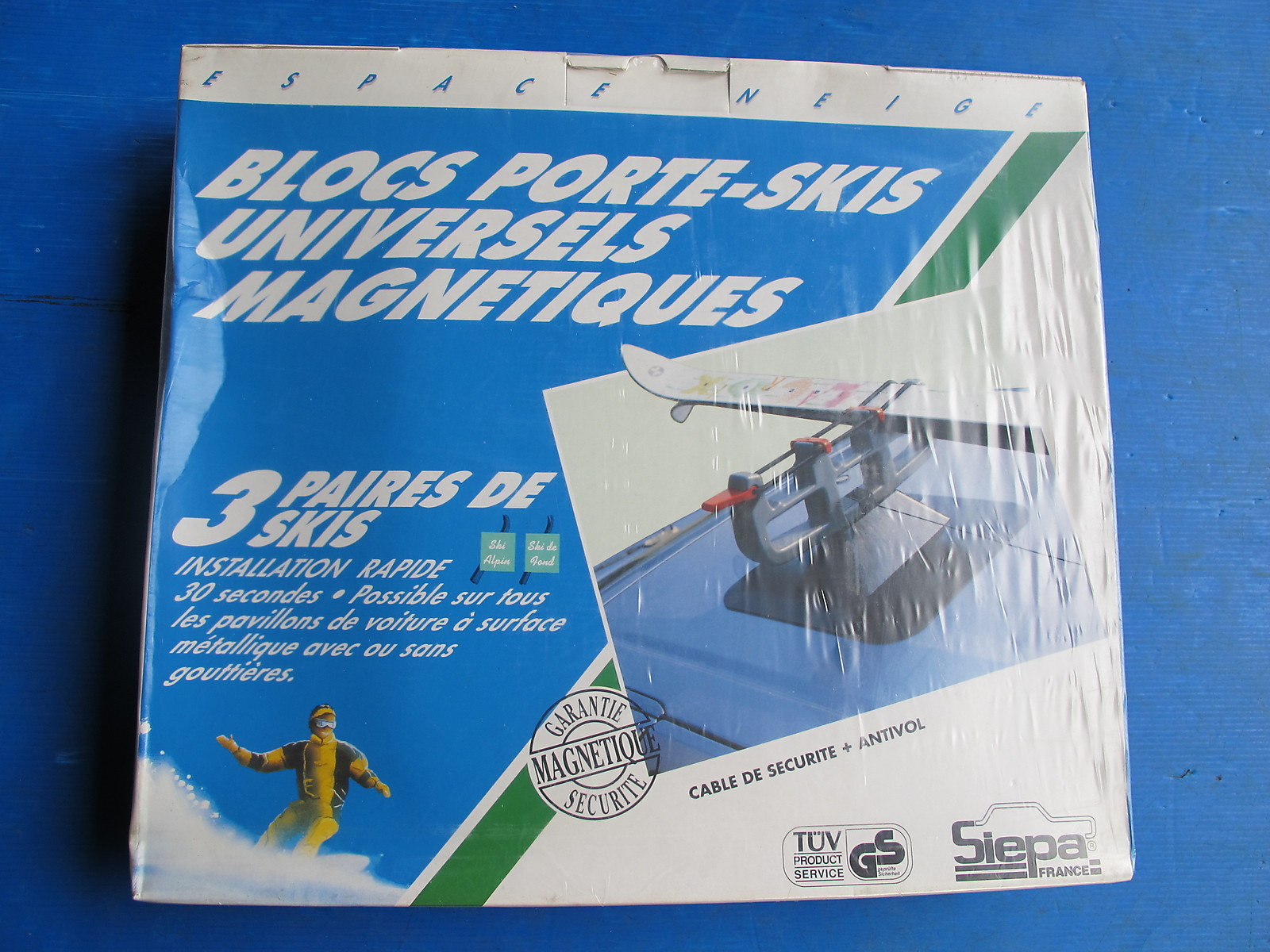 Porte-skis magnétique Siepa pour 2 paires de skis sur toit métallique universel