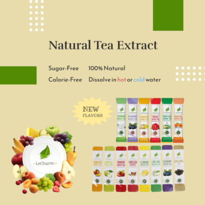 8-Flavor Instant Tea Powder: 100% Natural Herbal Detox Slim Black Green Fruit