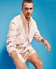 Royalty By Maluma Men's Printed Half Zip Jacket Orange Size Large