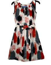 Simply Vera Wang XS Dress 100% Cotton Grey Orange Pink Pocket Sun Dress Size XS