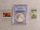2005-P Pcgs Ms69 | Silver - Marine Corps Comm. Dollar & 2 stamps