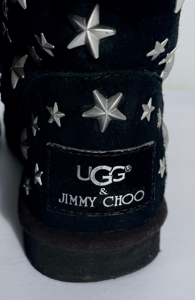 UGG & JIMMY CHOO 星型スタッズブーツ UK 5.5 UGG × Jimmy Choo Star Studs Fringe Suede Boots Women Black US 5 EU