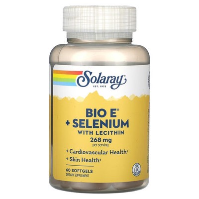 2 X Solaray, Bio E + Selenium with Lecithin, 134 mg, 60 Softgels