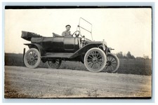 c1910's Man Driving Antique Vintage Car Dirt Road RPPC Unposted Photo Postcard