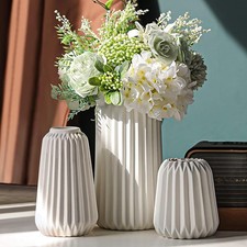 Ceramic Vases Set of 3-White Vase for Modern Home Decor, Flower White 3 