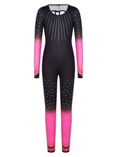 Kids Girls Jumpsuit One Piece Bodysuit Sports Leotard Figure Skating Dots Print