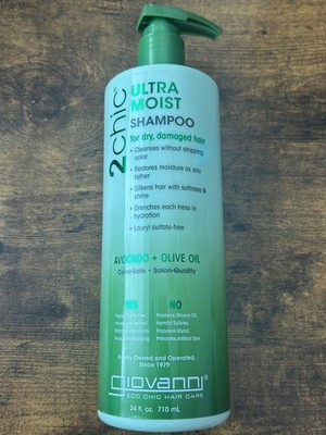 GIOVANNI 2chic Ultra Moist Shampoo 24 Fl Oz Avocado Olive Oil Vegan Moisturizing