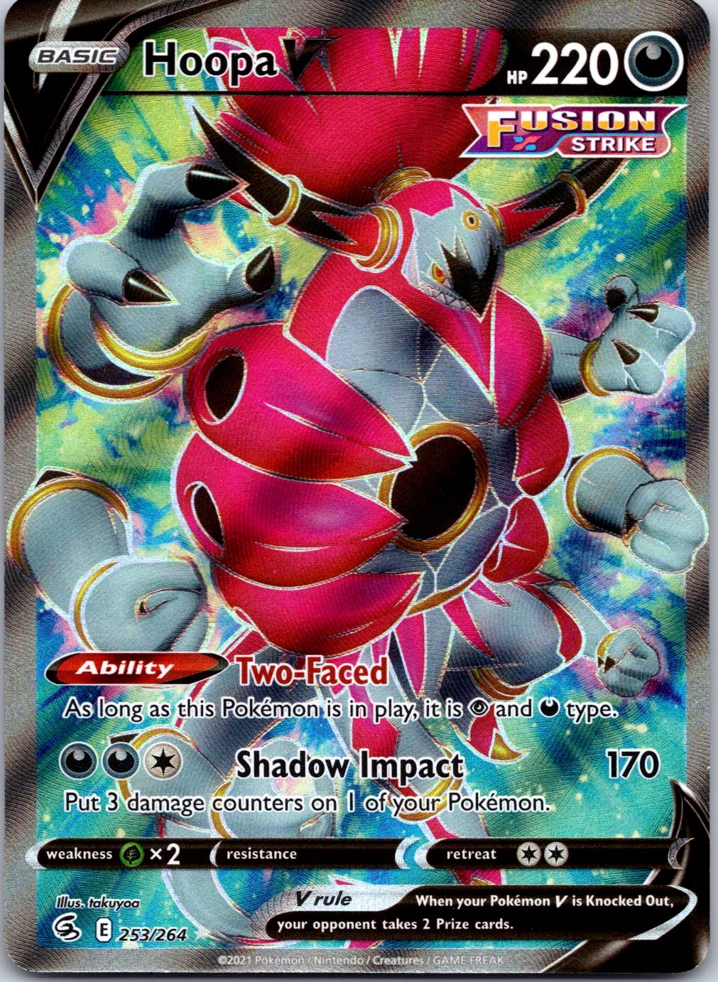 Hoopa V (Full Art) Holo Ultra Rare SWSH08: Fusion Strike 253/264 NM