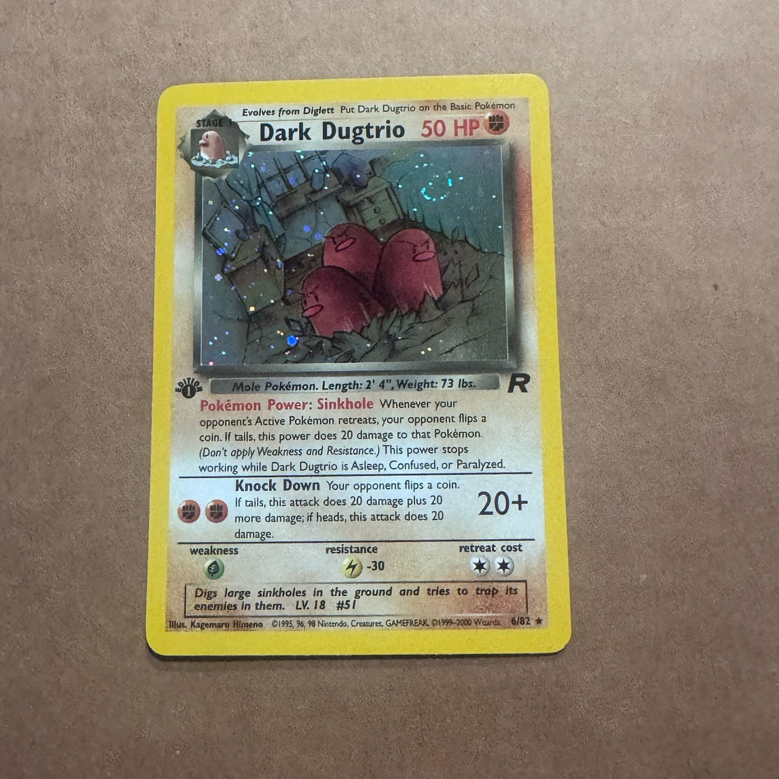 DARK DUGTRIO Pokemon Card - WOTC - 1st Edition - Team Rocket - 6/82 - Swirl