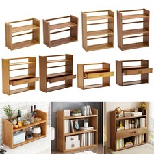 2/3 Tier Bamboo Bookcase Storage Shelf Rack Unit Narrow Bookshelf w/ Drawer UK