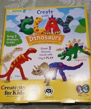 Create with Clay, Dinosaurs, kit for kids to sculpt and paint 3 dinos. New