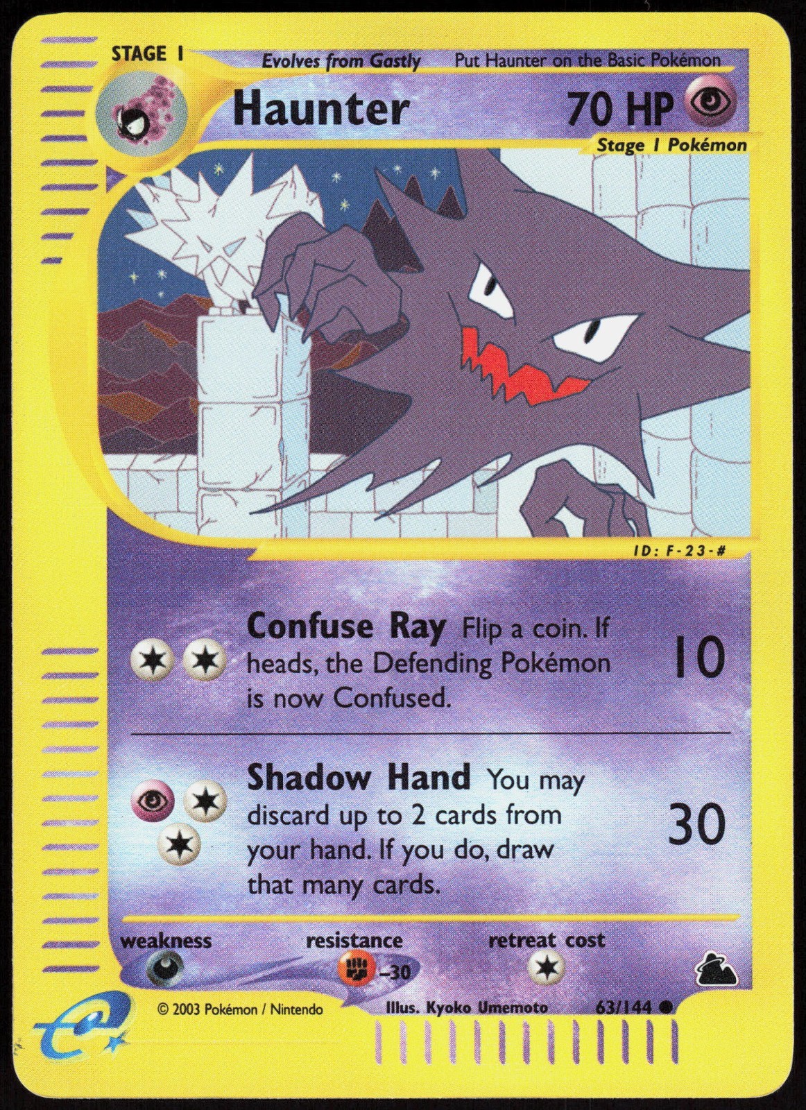 Haunter - 63/144 - Pokemon Skyridge Reverse Holo Rare Card NM