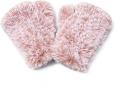 Women Faux Fur Fingerless Gloves - Soft Winter Gloves, Furry Gloves for Women Wi