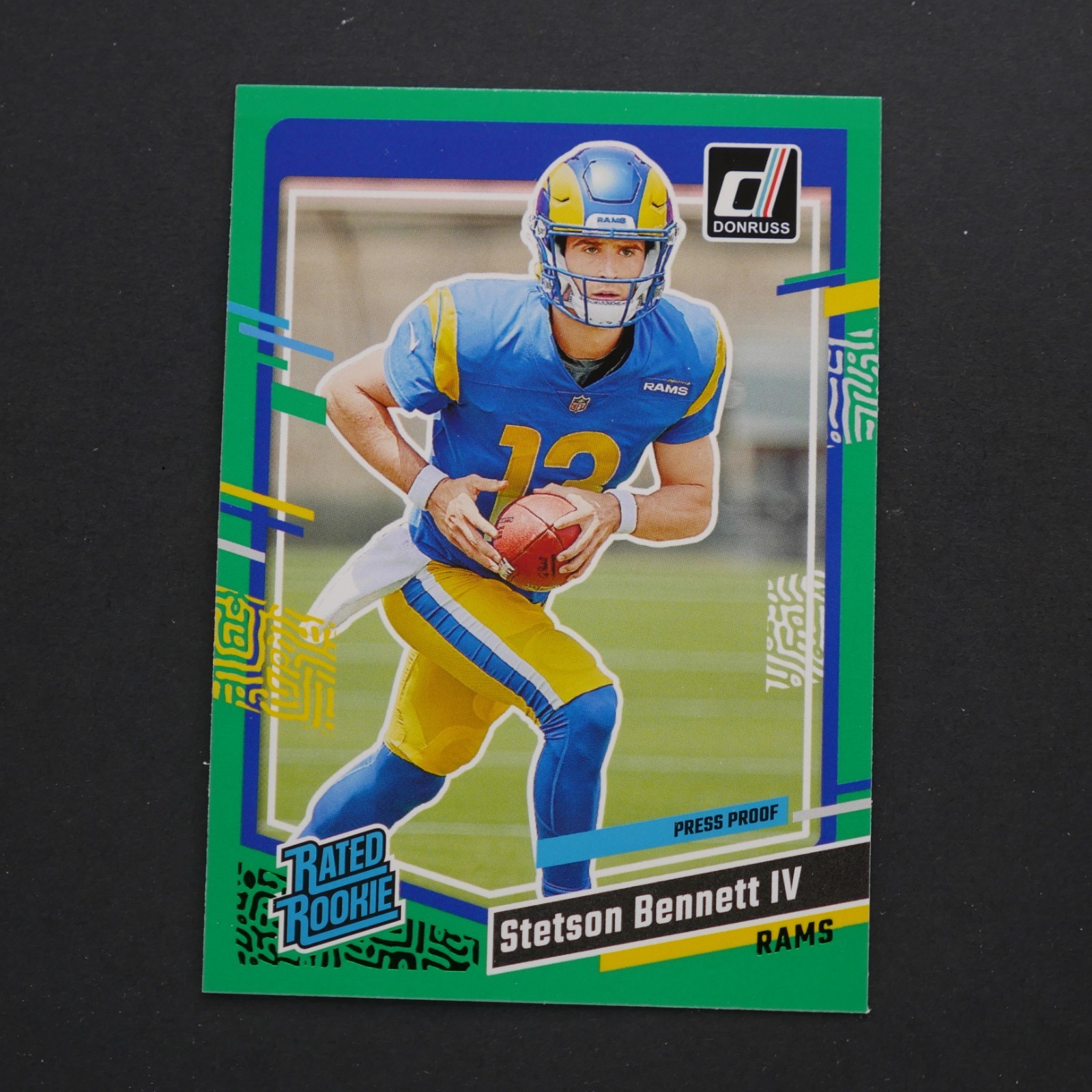 2023 Panini Donruss Stetson Bennett IV Rated Rookie #358 Press Proof Green RC