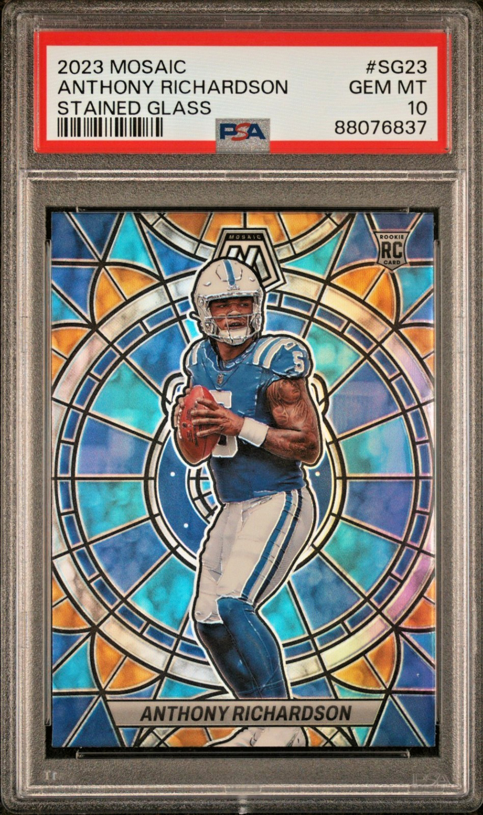 2023 Panini Mosaic Anthony Richardson Stained Glass Rookie Card #SG-23 PSA 10