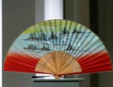 Vintage Hand Fan Wood Paper Fan Japan