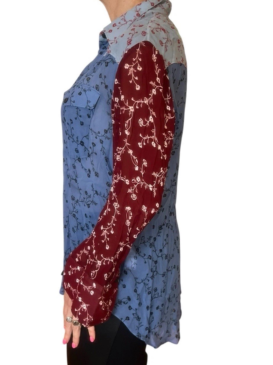 Rag & Bone Wyatt Patchwork Button Up Floral Blous… - image 7