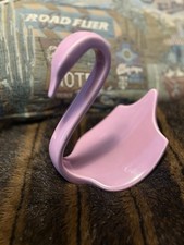 Vintage MCM Glazed Ceramic Swan Bathroom Decor Towel Washcloth Holder Pink