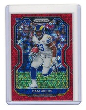 2020 Panini Prizm Cam Akers No Huddle Red Prizm Rookie Card RC /50. rookie card picture